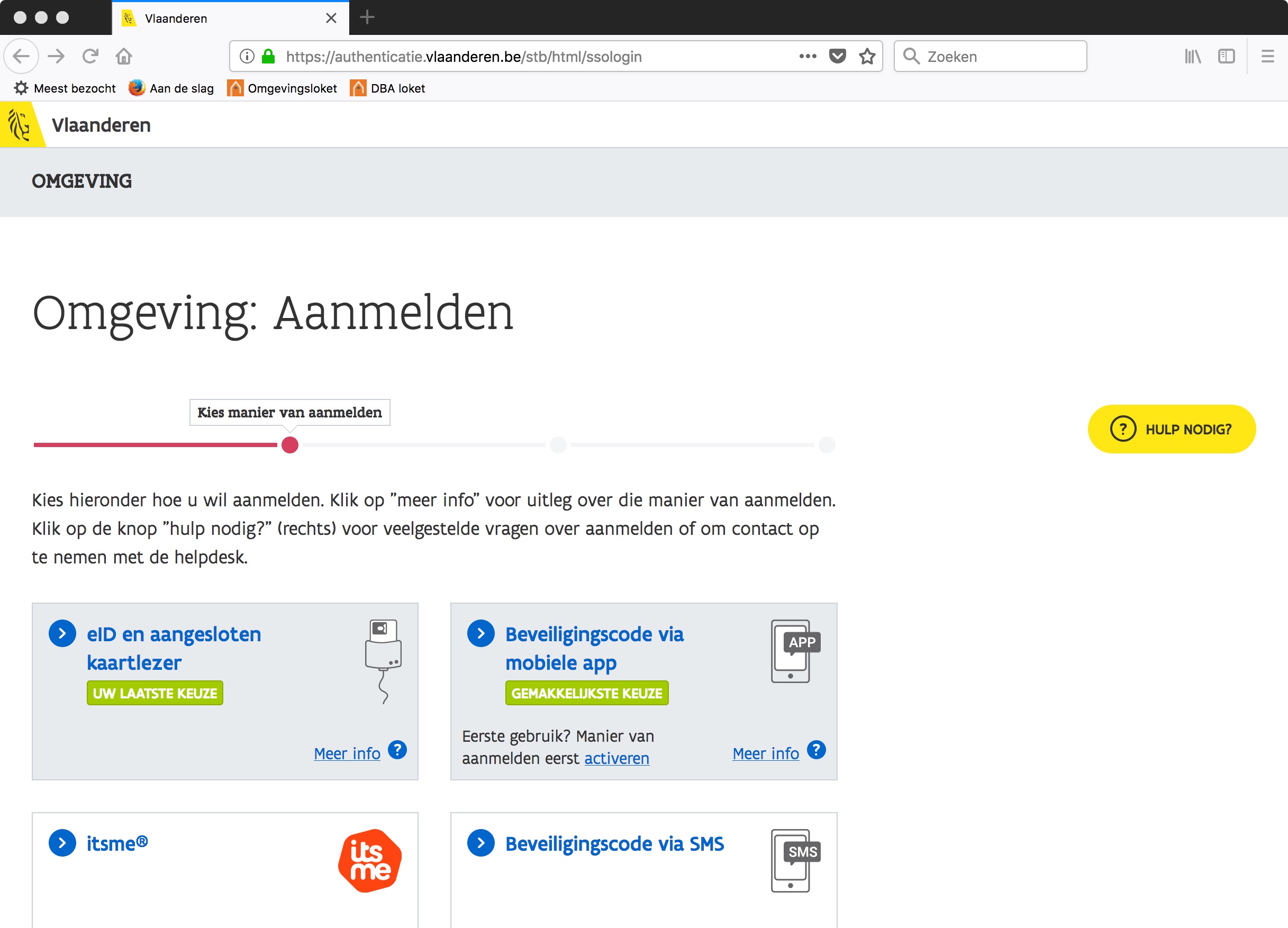 Omgevingsloket - Aanmelden bij de Vlaamse overheid